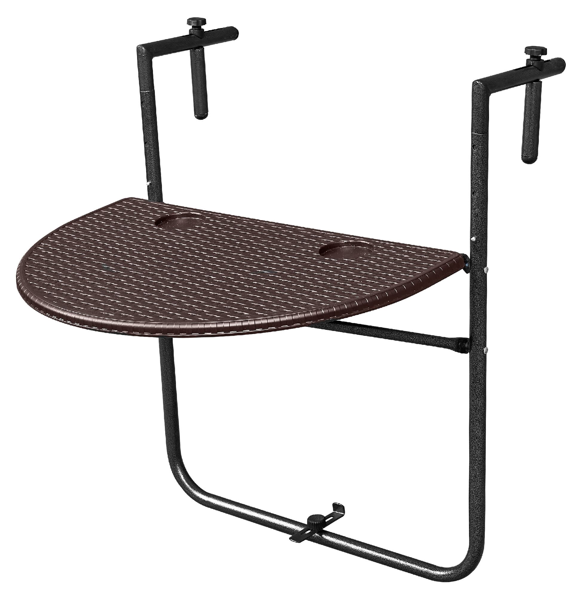 Stolik balkonowy składany zawieszany na poręcz brązowy ModernHome