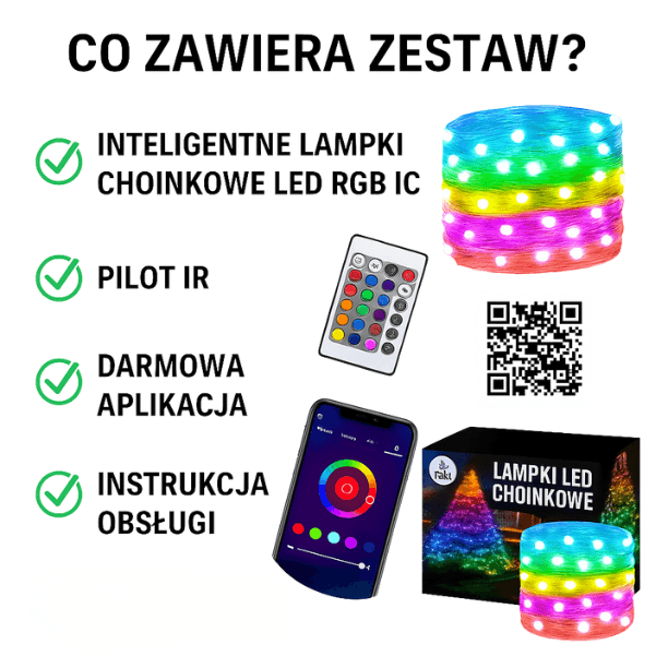 SmartFlash-Lampki Choinkowe (10 M, 100 LED )  – Apka + Pilot